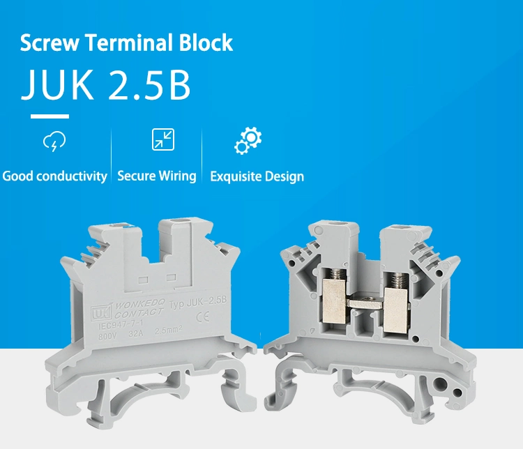 UK2.5 Screw Connection Anti Flaming V0 DIN Rail Terminal Block