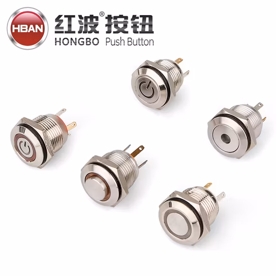 Ring LED Power Logo Illuminated 10A 4pin 12V Meatal Switch 19mm Momentary Push Button