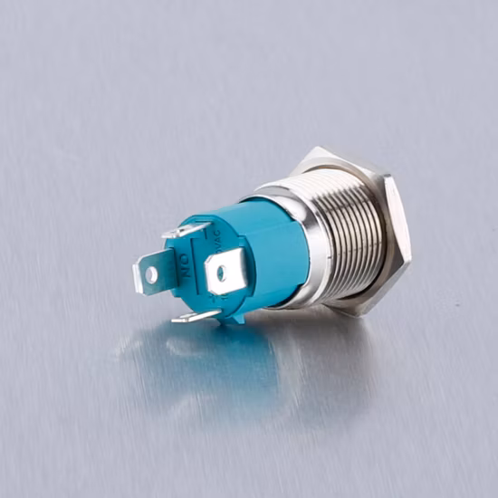 Large Current Type 16mm 10A Momentary 12V 24V Red Blue LED with Power Logo Illuminated Metal Switch IP67 Push Button
