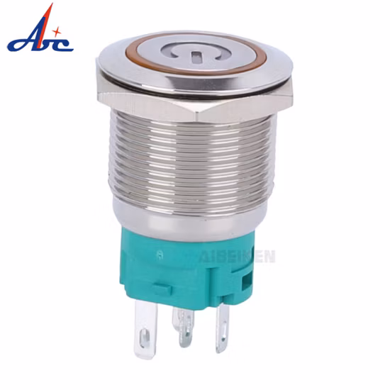 LED Illuminated Push Switch 19mm Self Lock Start Button with Lighted Power Logo