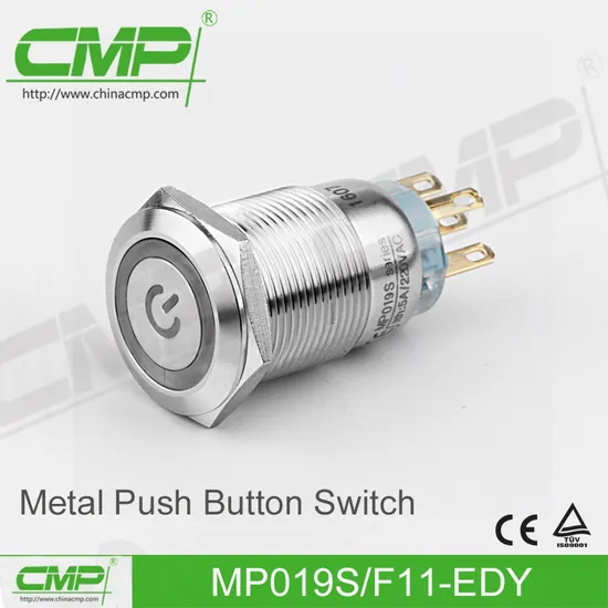 CMP 19mm Metal Push Button with Power Symbol Illumination 