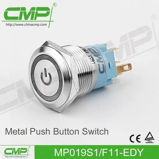 19mm Illuminated in Stainless Steel LED Power Push Button 