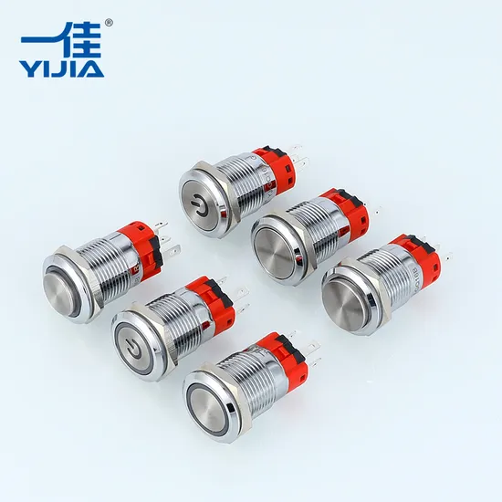 16mm Metal Push Button with Power Symbol for Power Control and with 12V AC/DC LED 