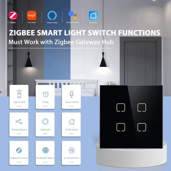 Abuk Quick Wiring 1/2/3/4 Gang Home Tuya WiFi Zigbee Alexa Wireless Voice Control Electric Power Touch Light Wall Smart Switches 