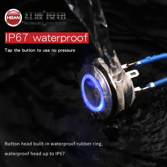 Red Green Blue IP67 Waterproof Aluminum Reset Button 16mm Momentary Push Switch 