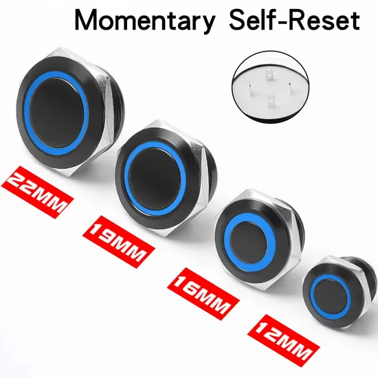 Waterproof Metal Push Button Switch Power LED Light Momentary 